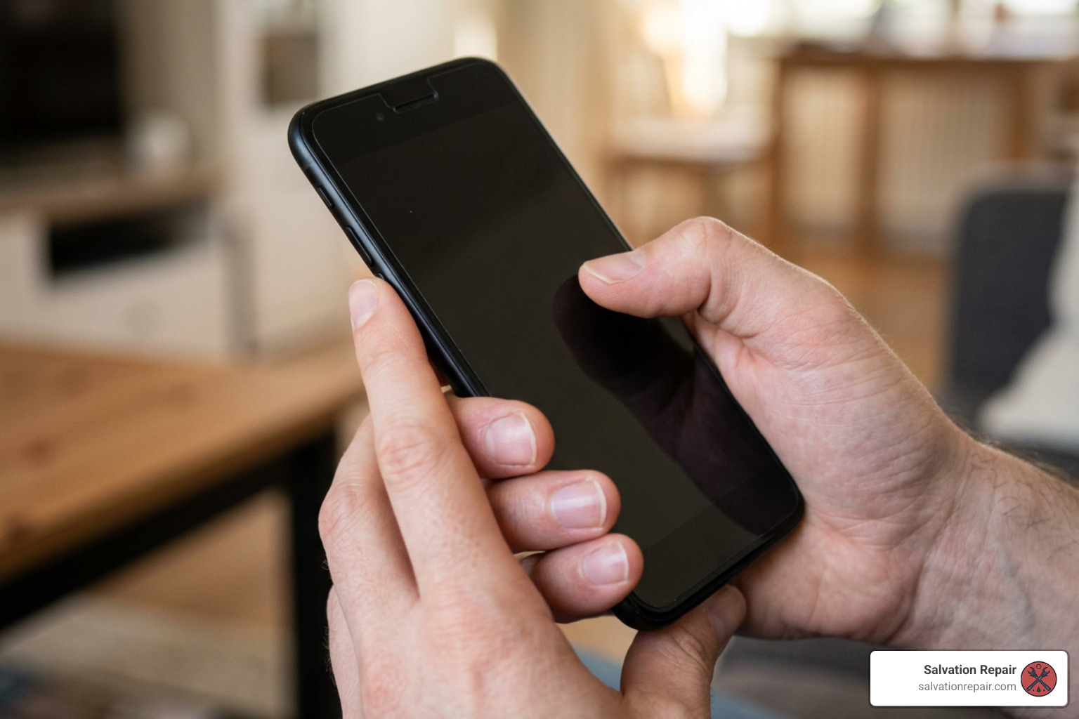 User performing a force restart on an iPhone User performing a force restart on an iPhone