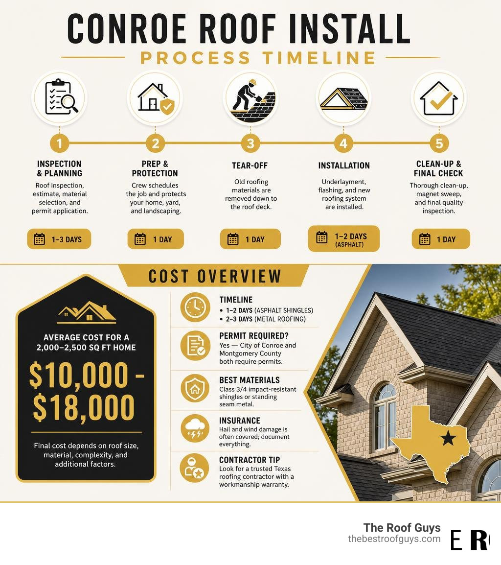 Conroe roof install process timeline and cost overview infographic infographic Conroe roof install process timeline and cost overview infographic infographic
