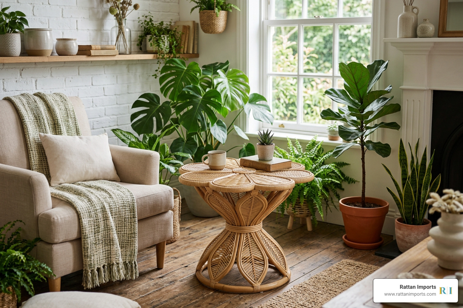 flower shaped side table in a botanical living room flower shaped side table in a botanical living room