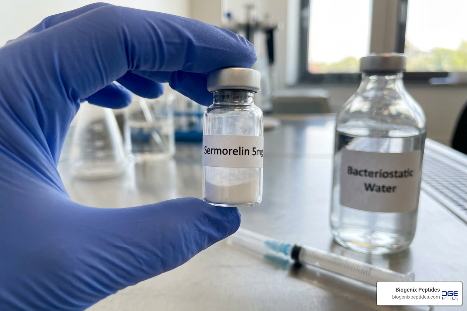 sermorelin 5mg vial lyophilized powder peptide research