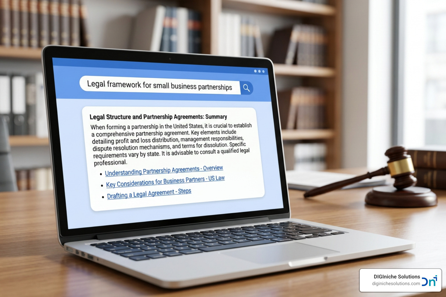 AI search engine interface showing legal advice summary with citation links
