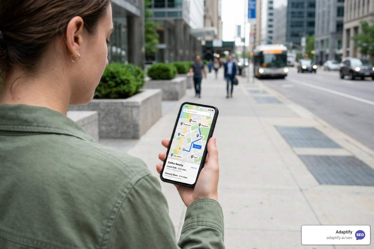 digital map interface displaying real-time local search results