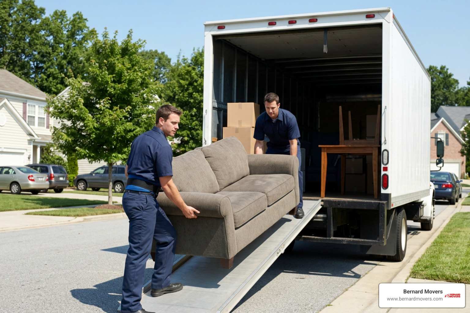 Professional movers loading a truck with furniture Professional movers loading a truck with furniture