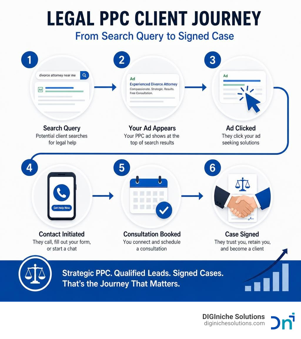 Legal PPC client journey from search query to signed case infographic infographic Legal PPC client journey from search query to signed case infographic infographic