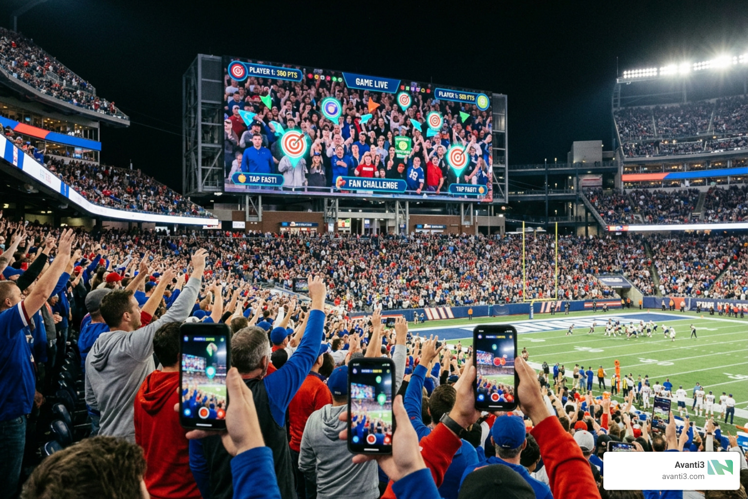 interactive AR game on a stadium screen