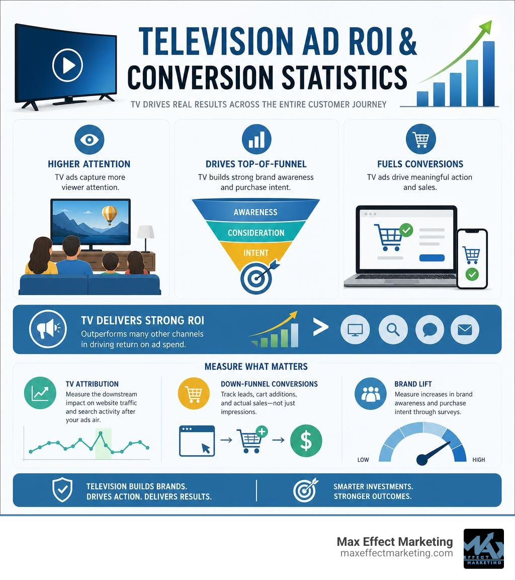 Television ad ROI and conversion statistics infographic Television ad ROI and conversion statistics infographic