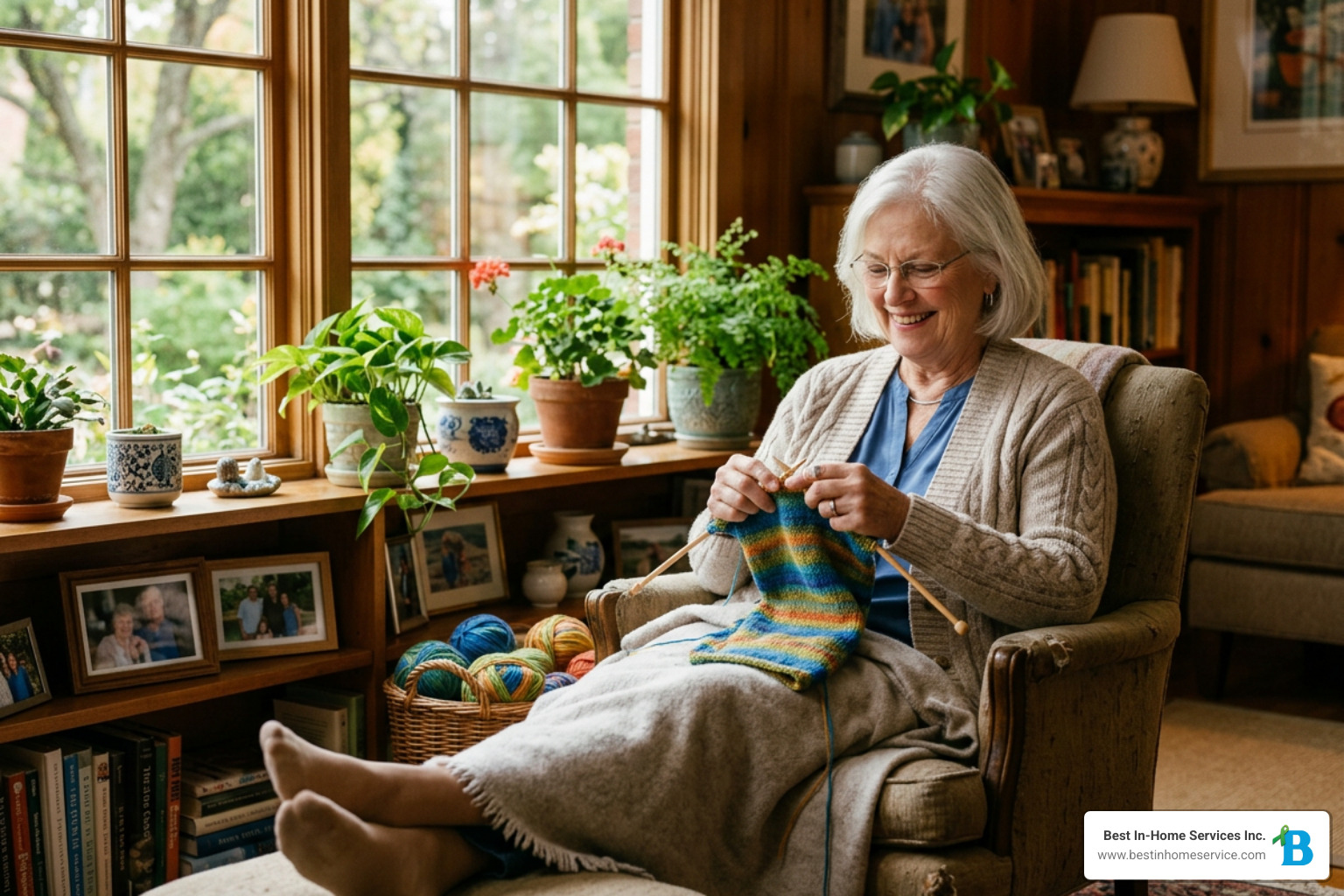 senior enjoying a hobby at home
