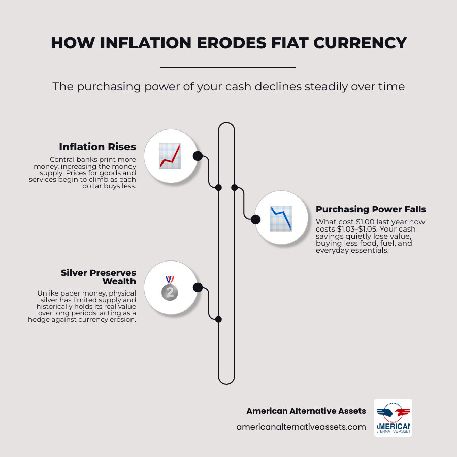 how inflation erodes fiat currency purchasing power infographic
