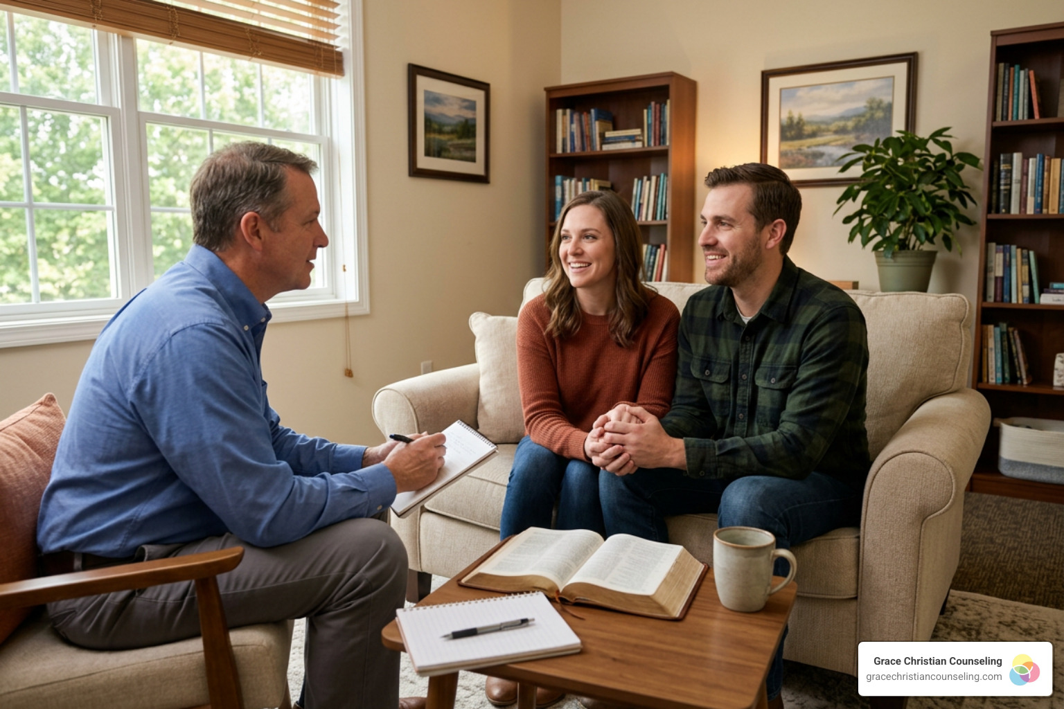 A supportive Christian counseling session