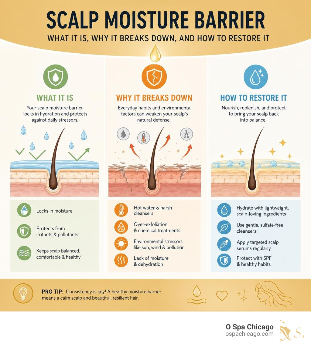 Scalp moisture barrier: what it is, why it breaks down, and how to restore it infographic Scalp moisture barrier: what it is, why it breaks down, and how to restore it infographic