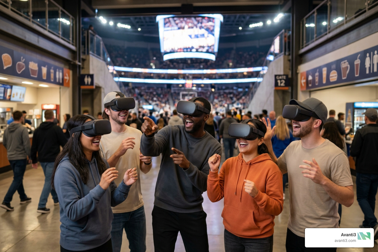 fans experiencing virtual reality courtside seats