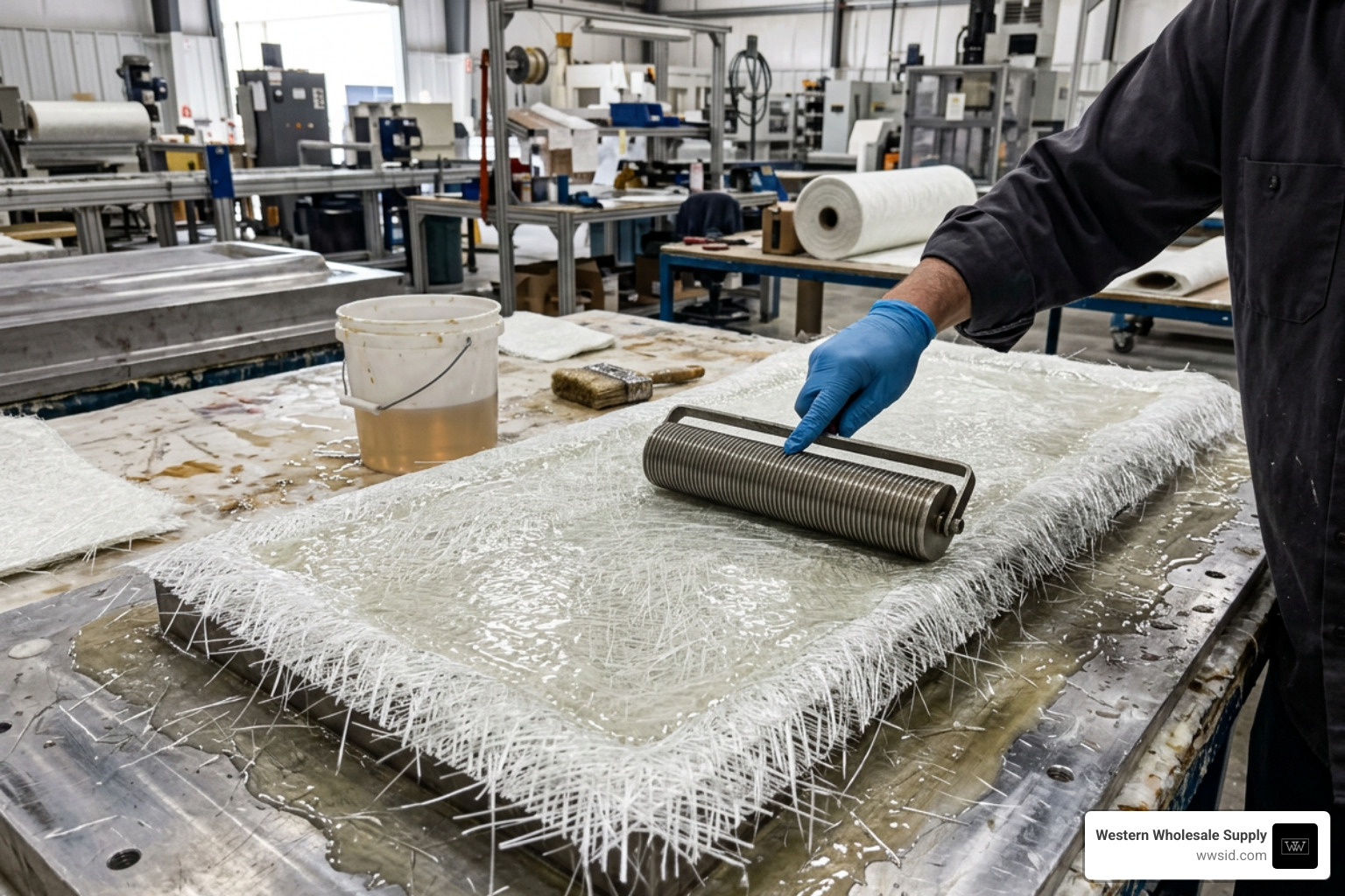 Raw fiberglass materials and composite resin layers used to manufacture high-strength FRP sheets Raw fiberglass materials and composite resin layers used to manufacture high-strength FRP sheets