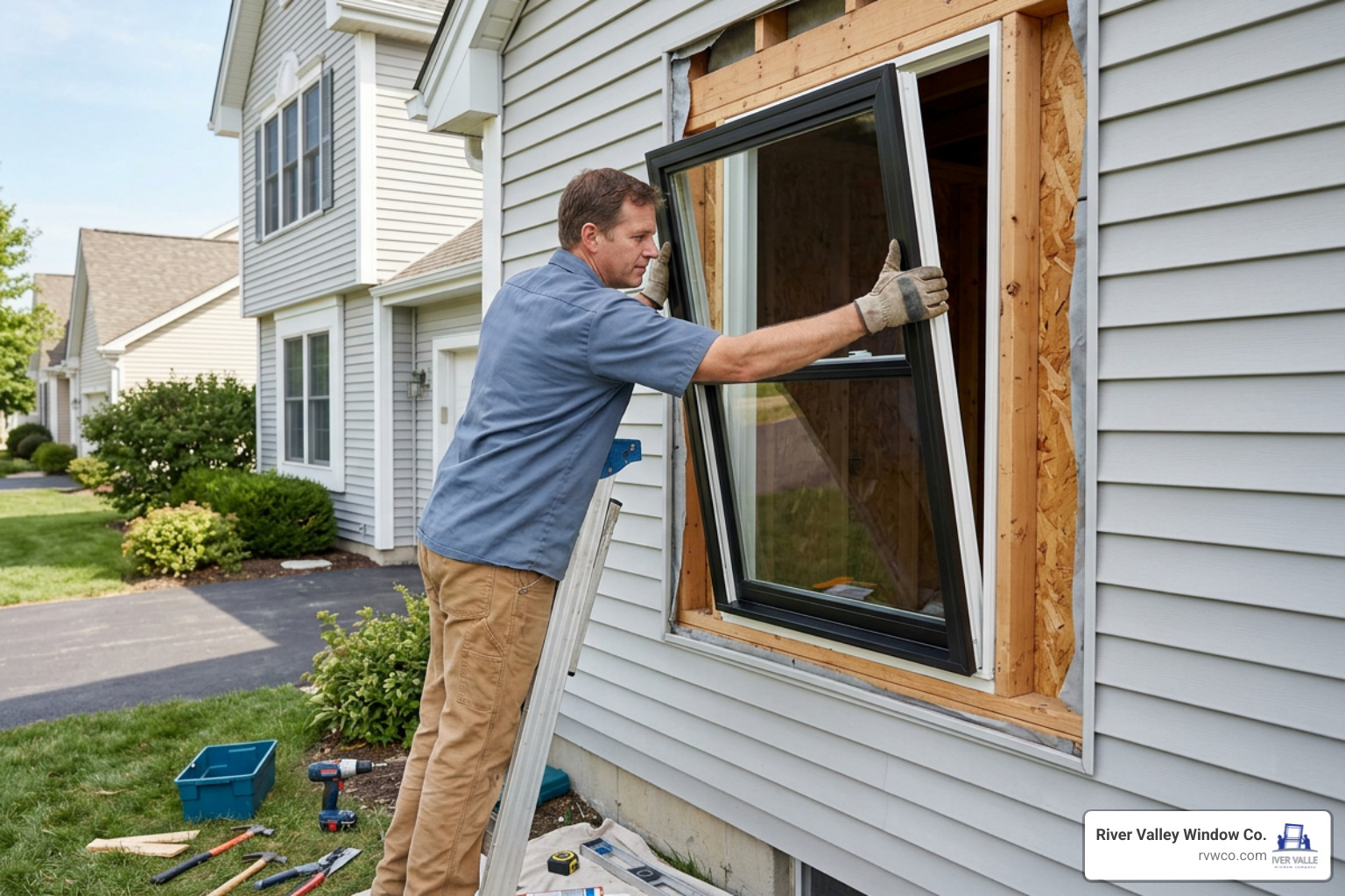 Installing a replacement window in a home rough opening Installing a replacement window in a home rough opening