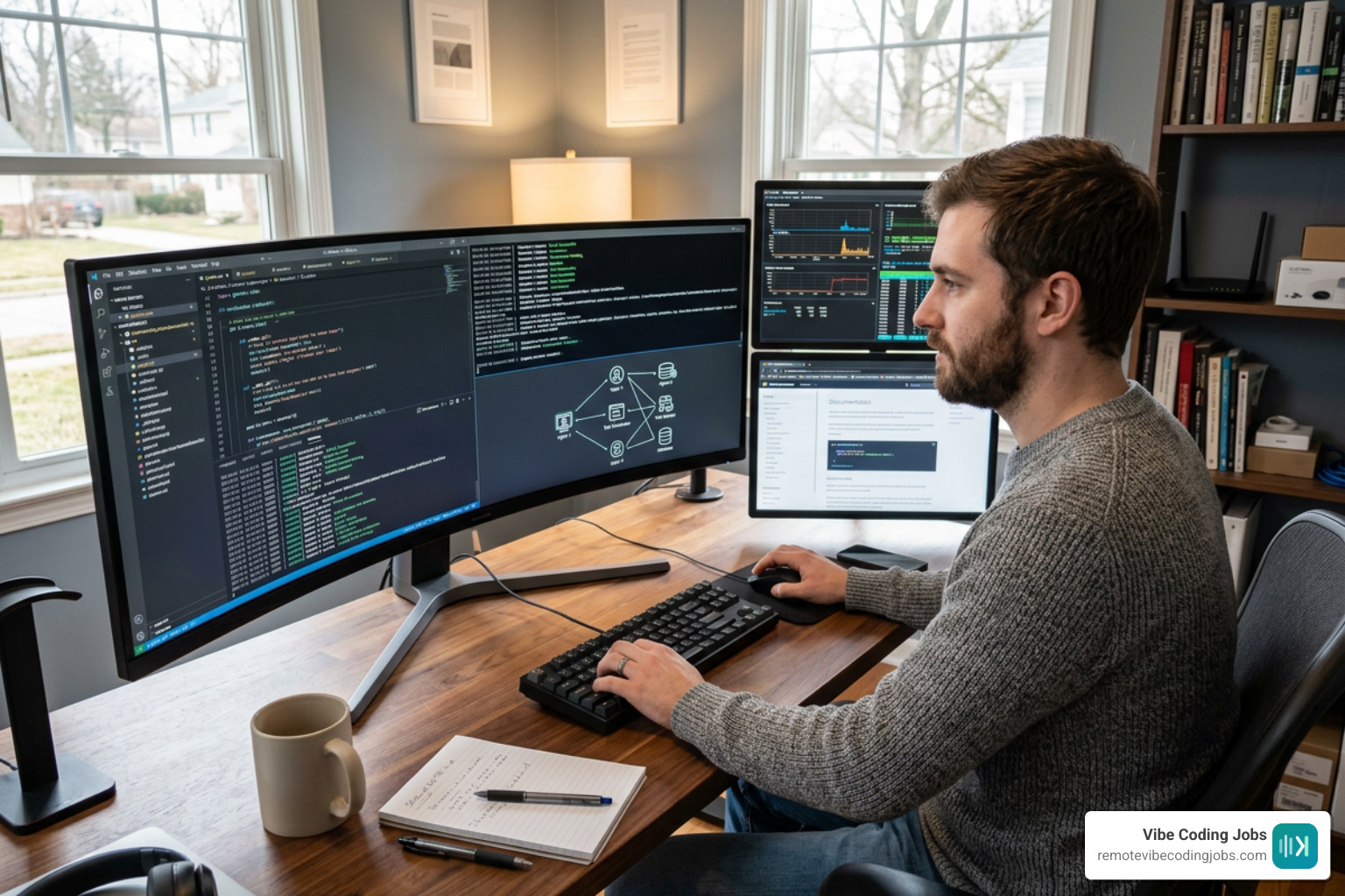 A remote developer orchestrating multiple AI agents to build and deploy code