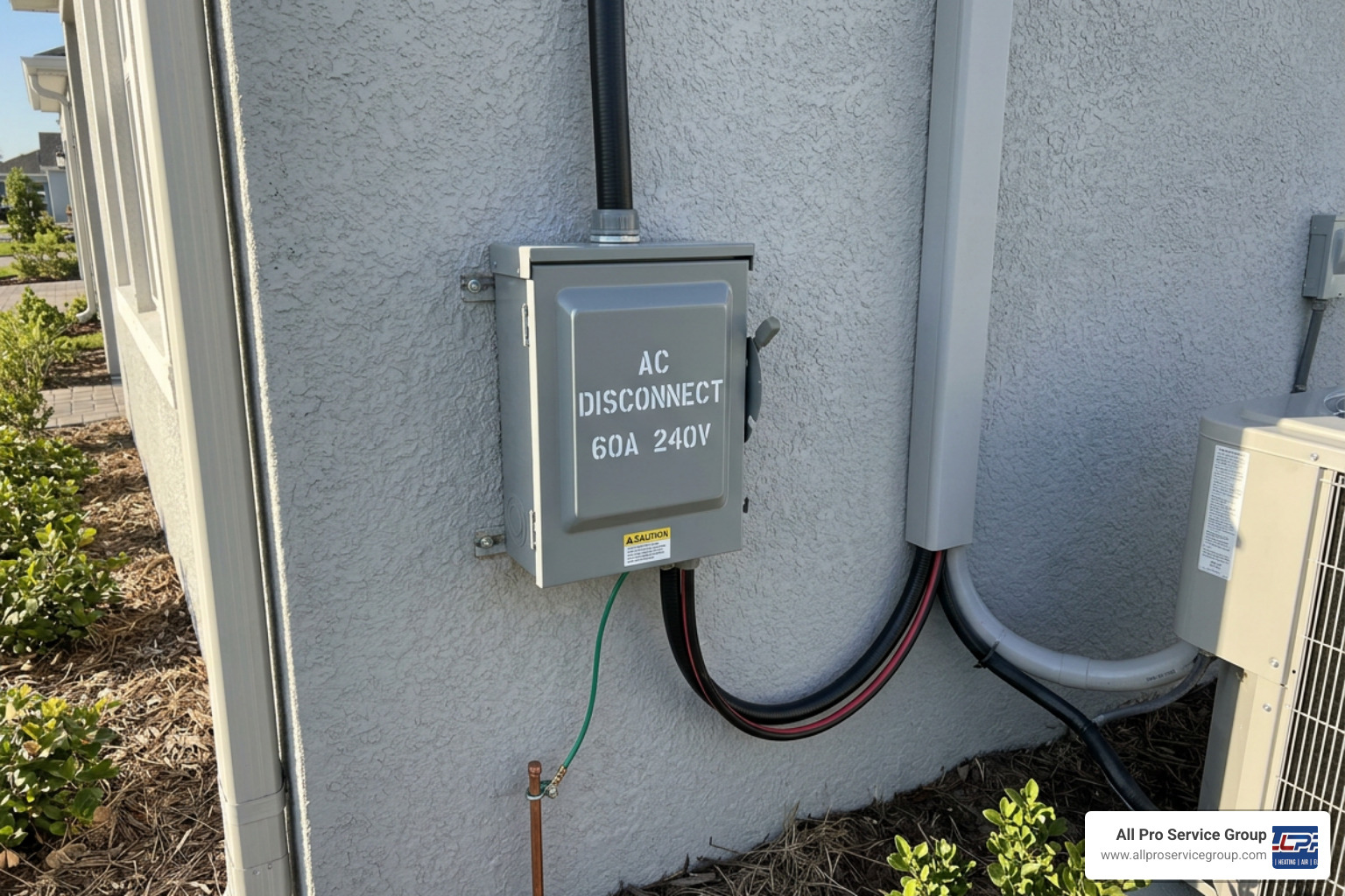 Outdoor electrical disconnect box for a mini split installation