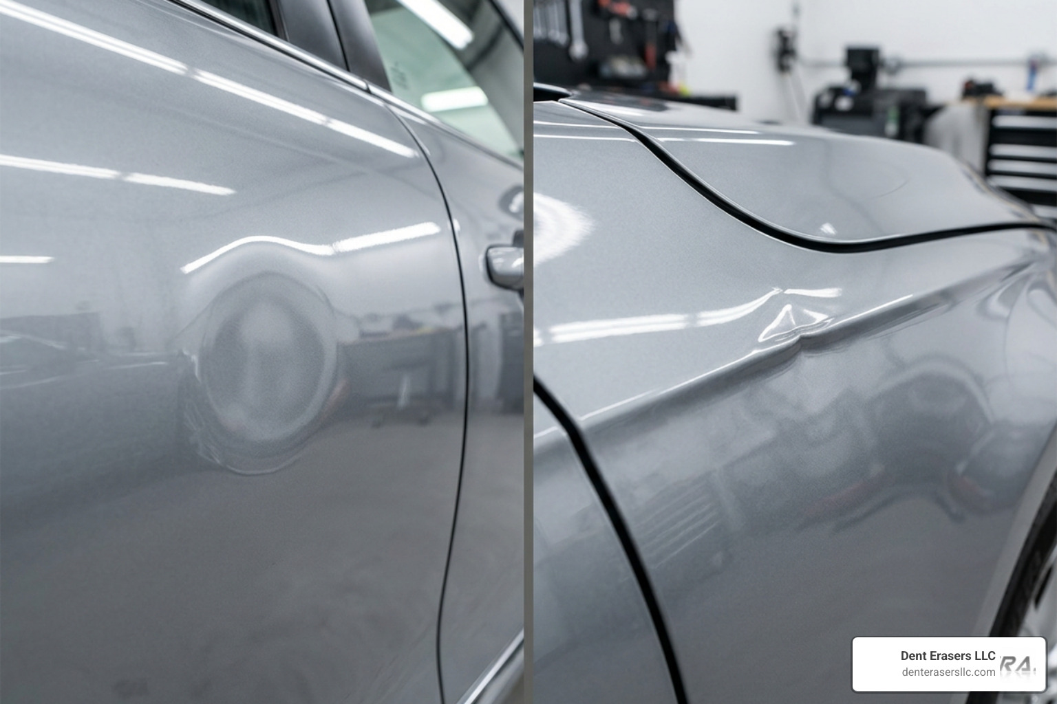 Visual comparison of a round ding and a sharp crease showing tension lines, crowns, and shoulders Visual Comparison Of A Round Ding And A Sharp Crease Showing Tension Lines, Crowns, And Shoulders