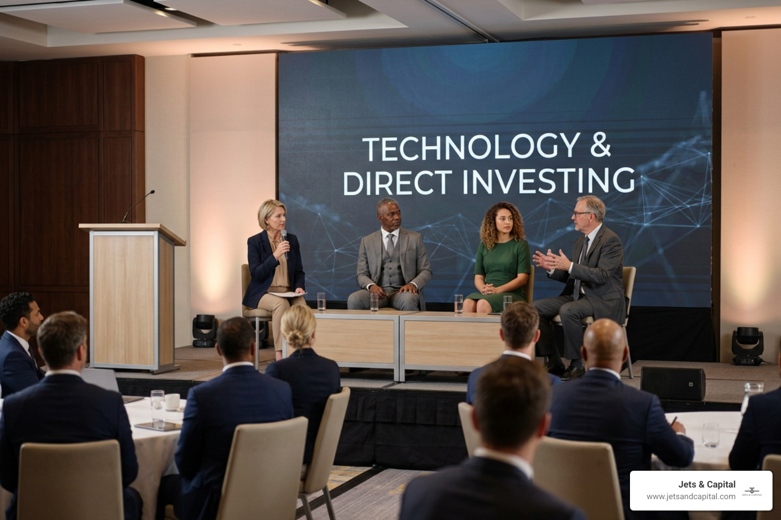 Panel discussion on technology and direct investing at a luxury wealth summit Panel discussion on technology and direct investing at a luxury wealth summit