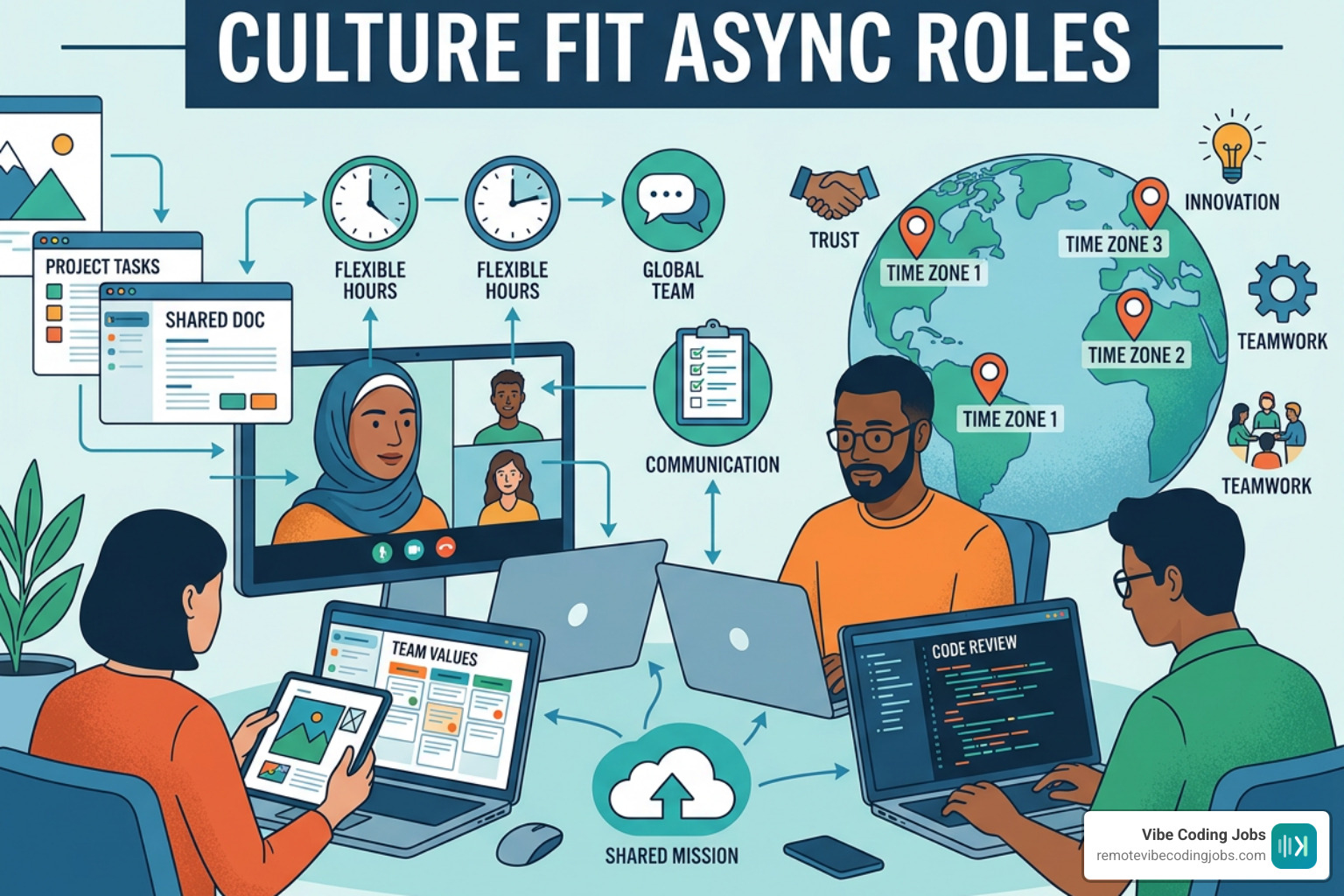 Virtual team celebrating a milestone on a shared async dashboard
