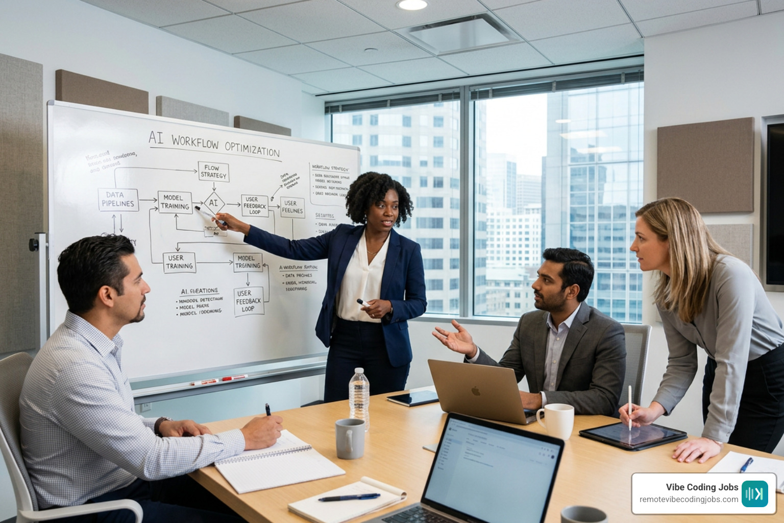 Team collaborating on operational AI strategy and workflow integration