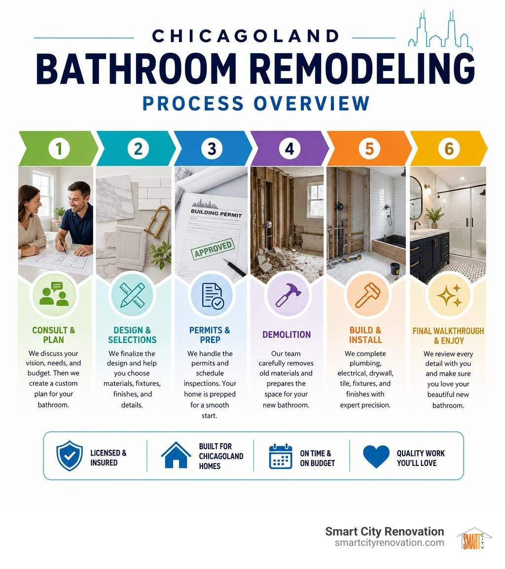 Chicagoland bathroom remodeling process overview infographic infographic Chicagoland bathroom remodeling process overview infographic infographic