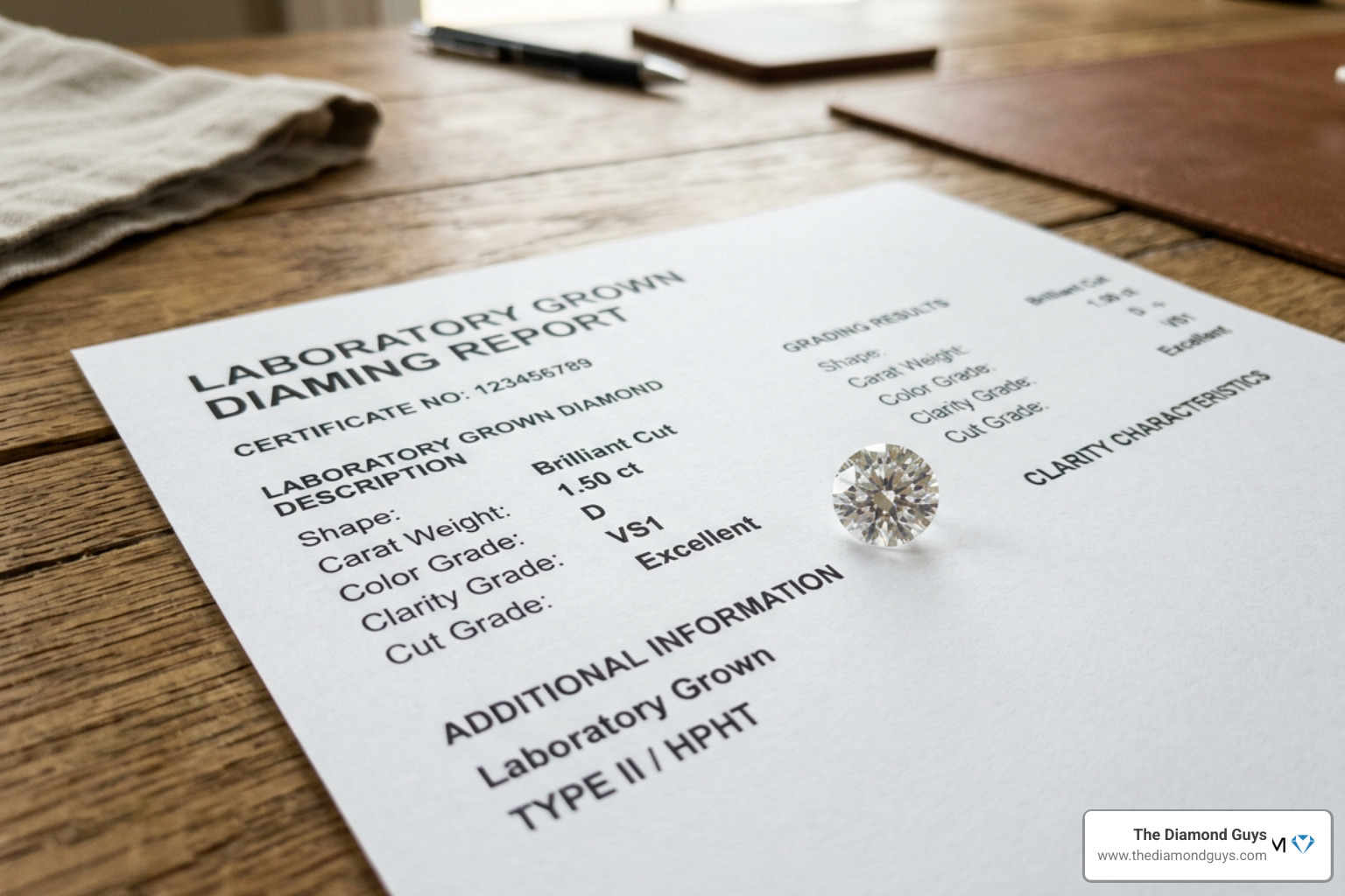 GIA or IGI certified lab-grown diamond grading report detailing HPHT growth method GIA or IGI certified lab-grown diamond grading report detailing HPHT growth method