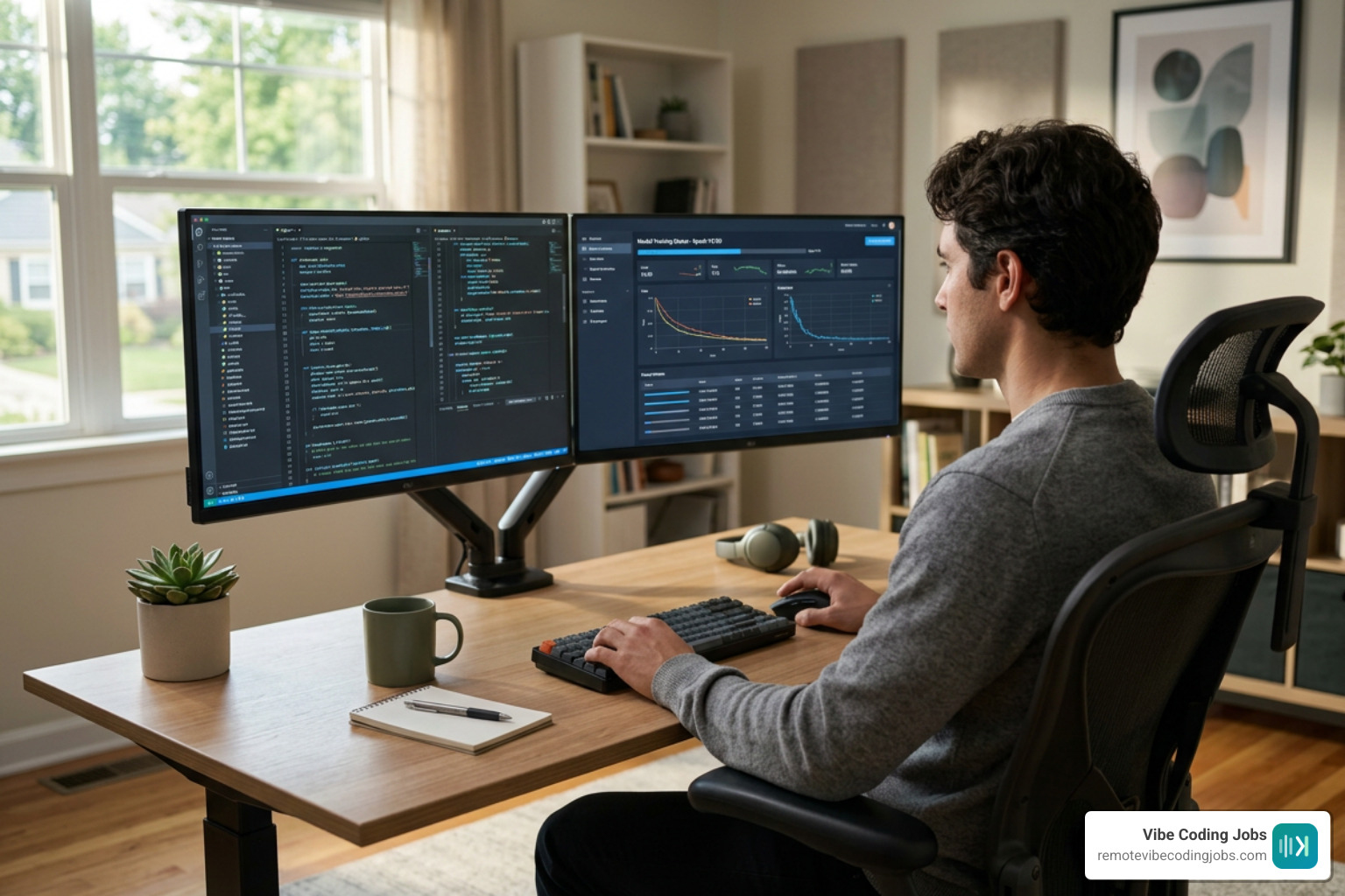 A remote software engineer training an AI model by evaluating complex code blocks