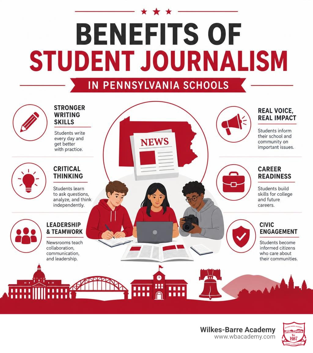 Benefits of student journalism in Pennsylvania schools infographic infographic