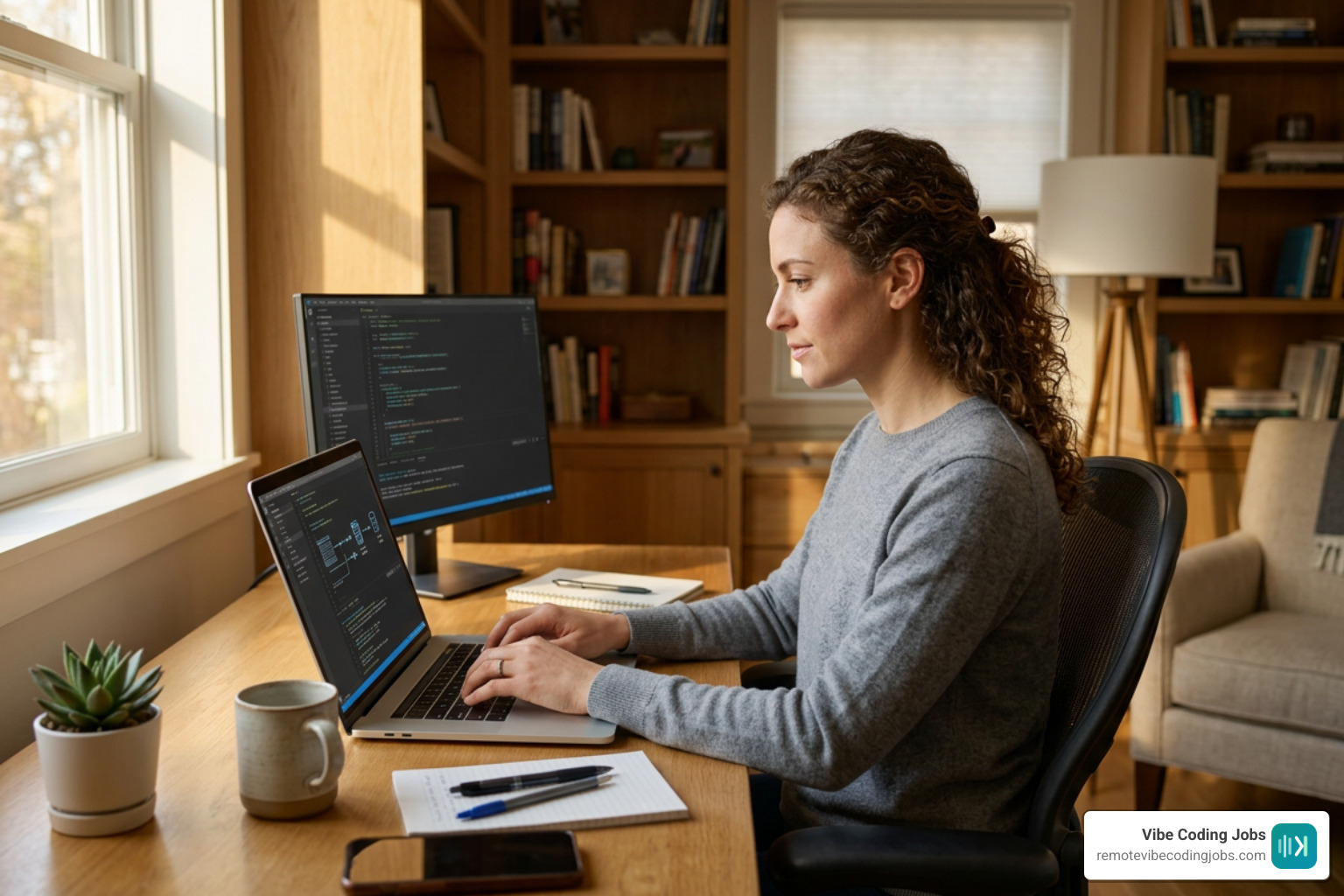 A remote software developer leveraging AI tools to build and deploy applications from a home office