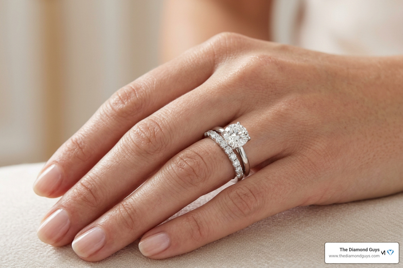 A stunning, photorealistic 2 carat wedding ring set in 14K white gold A stunning, photorealistic 2 carat wedding ring set in 14K white gold