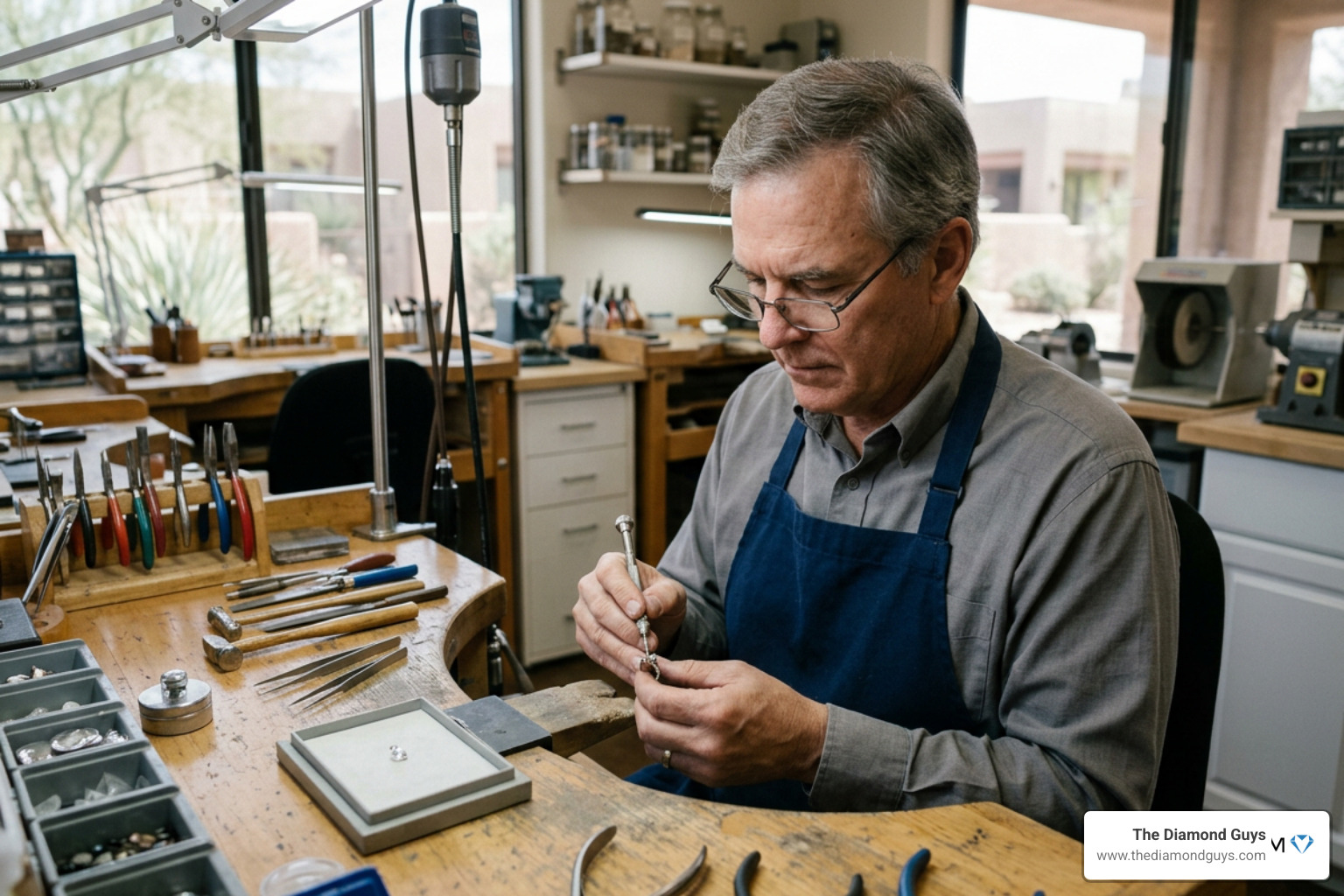 jeweler working on a custom ring design in Scottsdale jeweler working on a custom ring design in Scottsdale