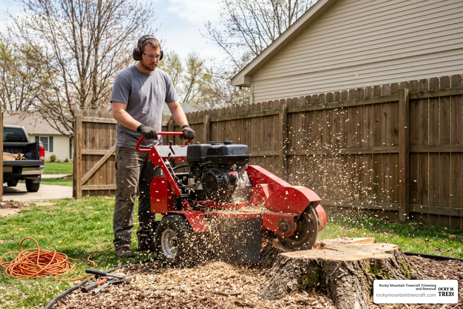 professional stump grinder machine in action professional stump grinder machine in action