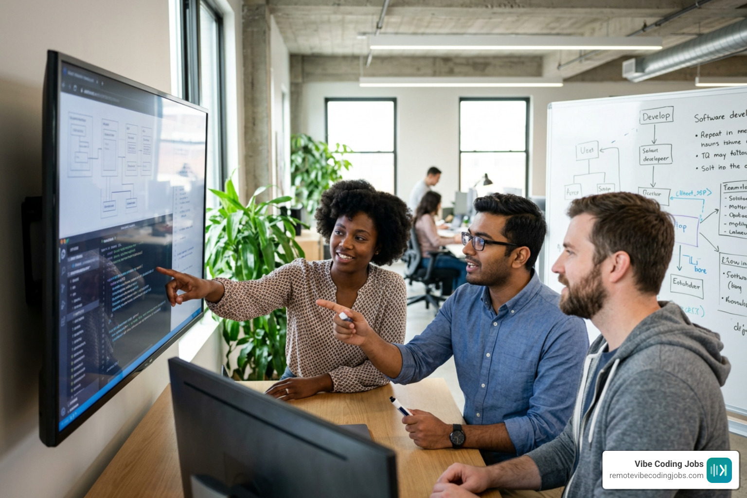 diverse developers collaborating on code