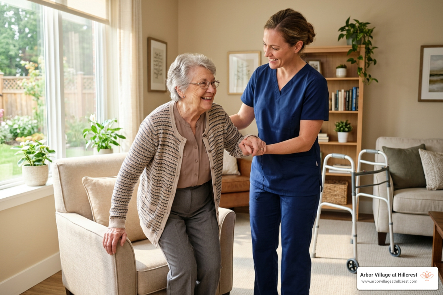 Senior receiving professional assistance with daily tasks Senior receiving professional assistance with daily tasks