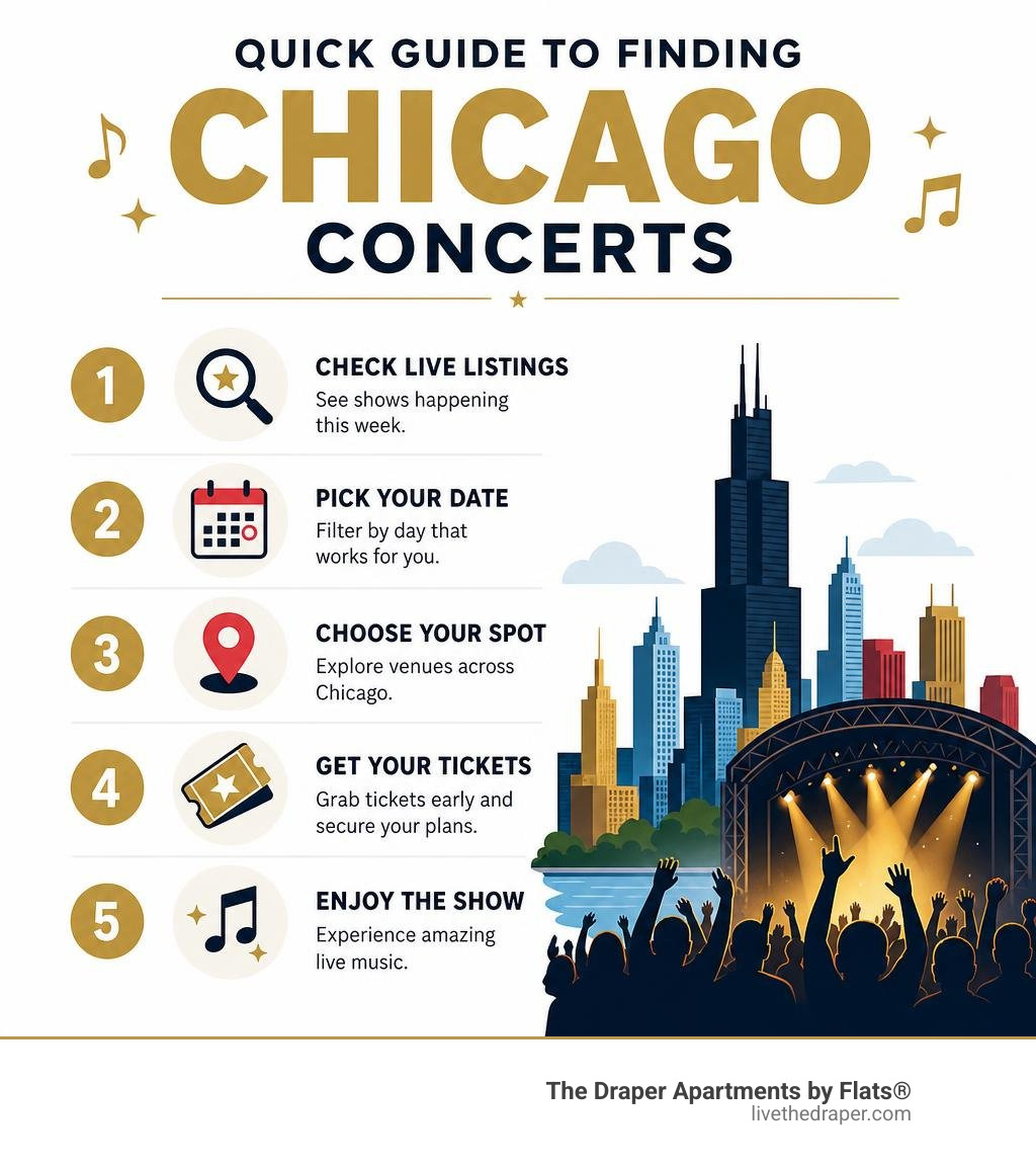 Quick guide to finding Chicago concerts infographic Quick guide to finding Chicago concerts infographic