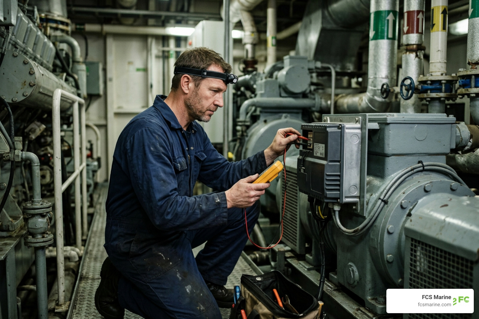 A technician checking a Danfoss compressor electronic control module A technician checking a Danfoss compressor electronic control module