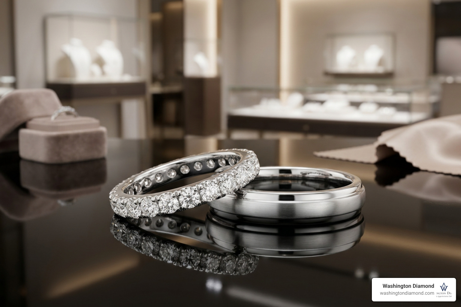 Stunning diamond and platinum wedding bands in McLean VA