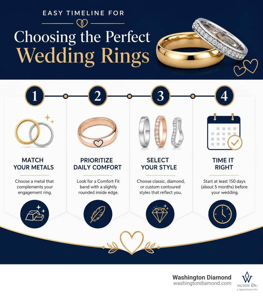 Easy Timeline for Choosing the Perfect Wedding Rings infographic