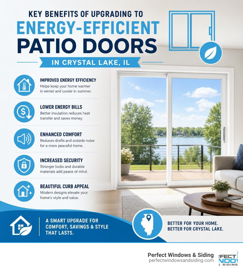 Infographic showing key benefits of upgrading to energy-efficient patio doors in Crystal Lake IL infographic Infographic showing key benefits of upgrading to energy-efficient patio doors in Crystal Lake IL infographic