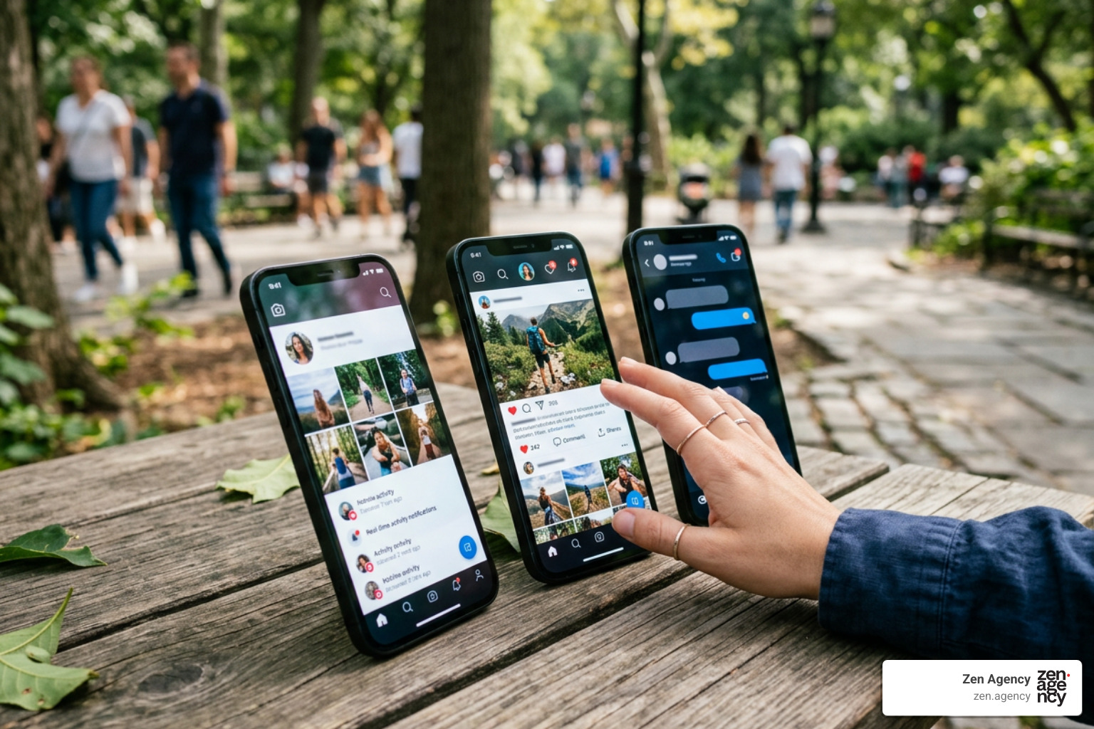 AI-driven smartphones performing organic social media interactions