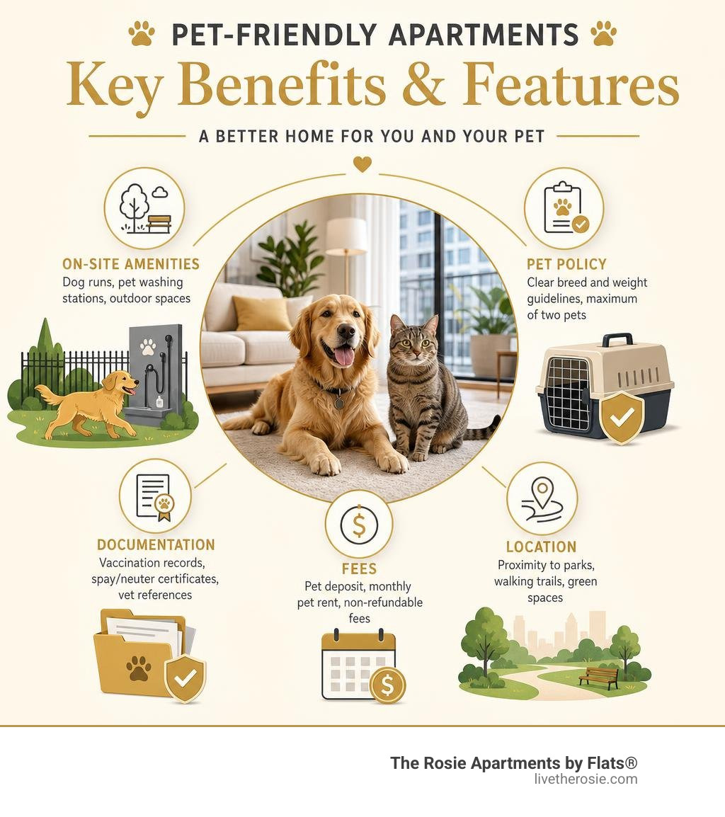 key benefits and features of pet-friendly apartments explained visually infographic key benefits and features of pet-friendly apartments explained visually infographic