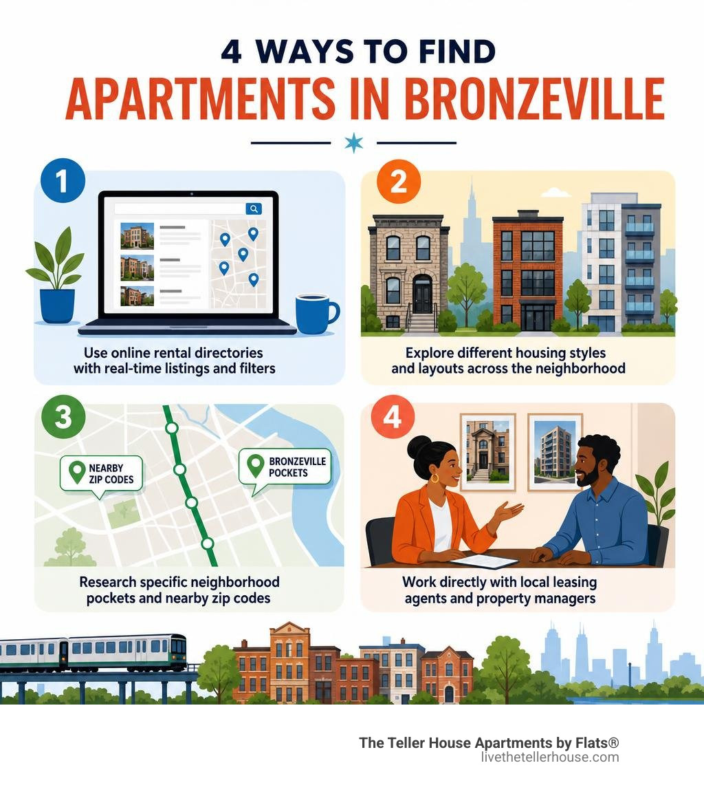 4 ways to find apartments in Bronzeville - overview infographic infographic 4 ways to find apartments in Bronzeville - overview infographic infographic