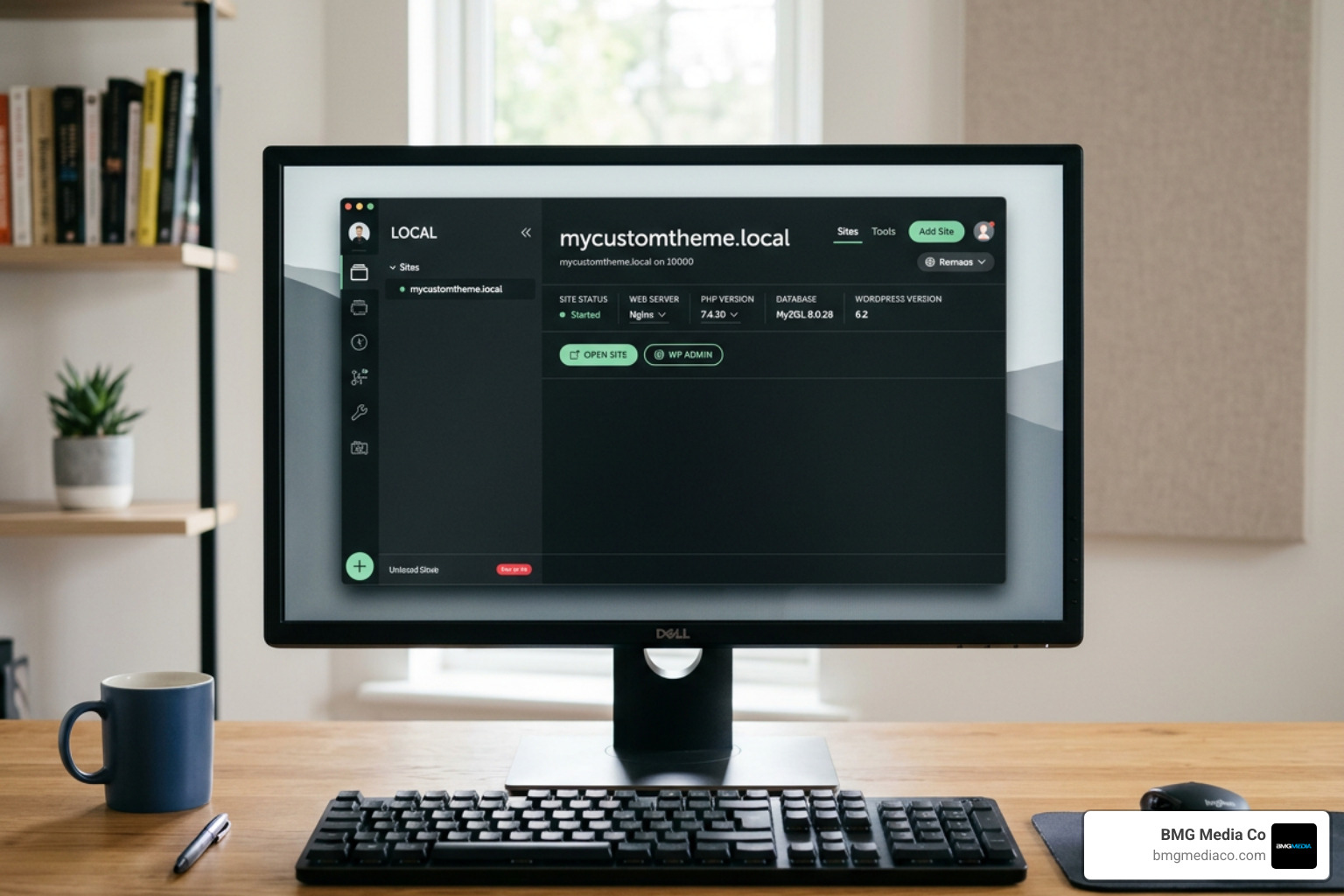 LocalWP dashboard interface showing a clean local WordPress site setup