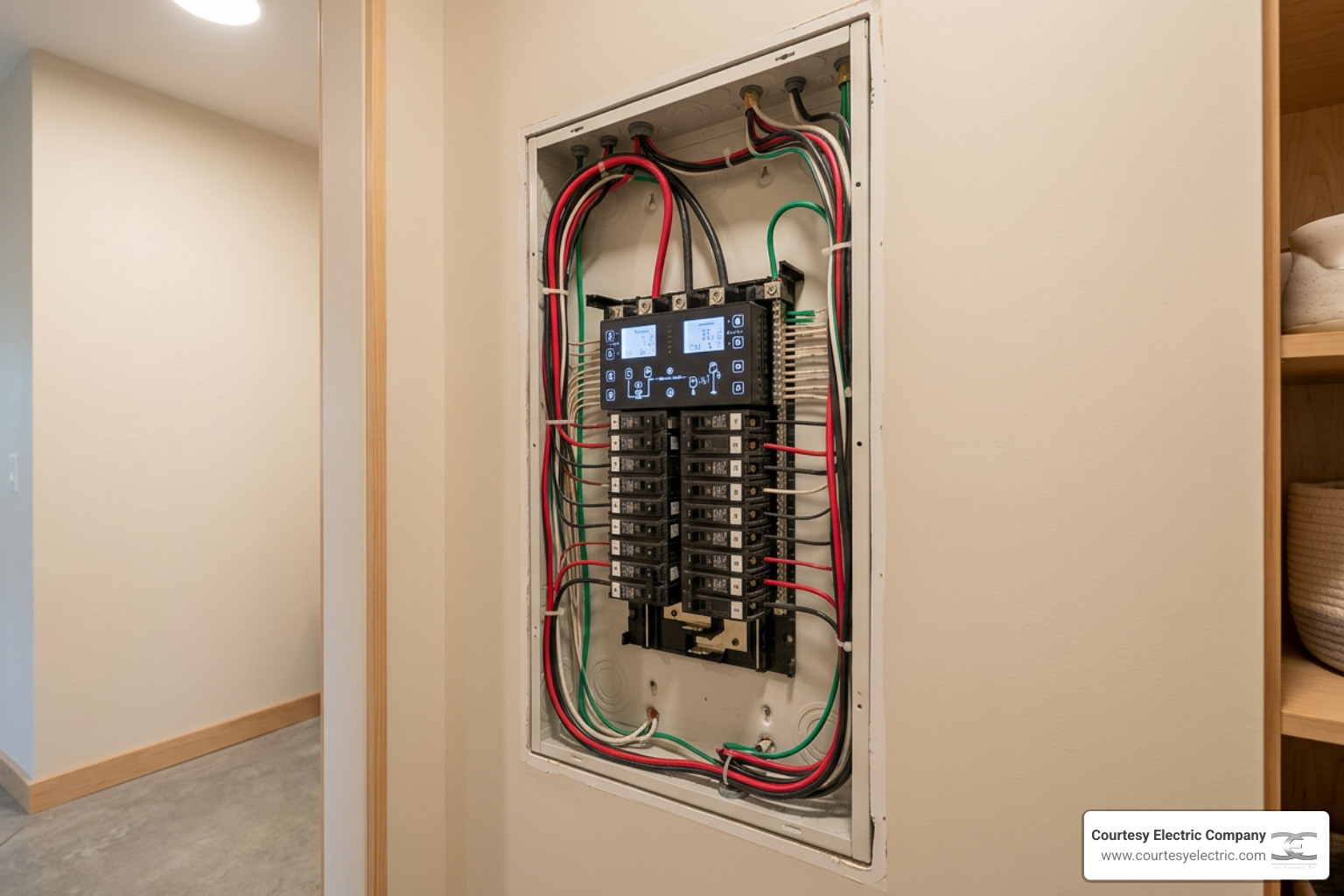 modern home electrical panel with smart energy management and home electrification