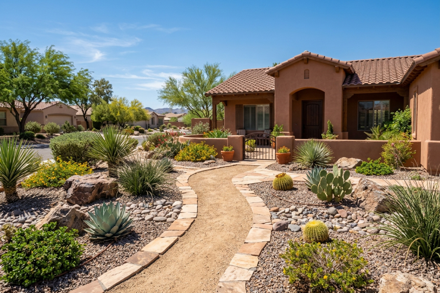 Decomposed granite pathway with Arizona flagstone borders in Lake Havasu