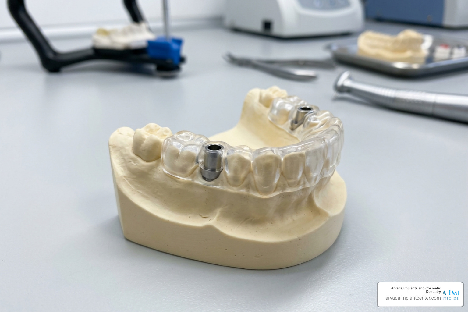3D printed dental implant surgical guide on a model