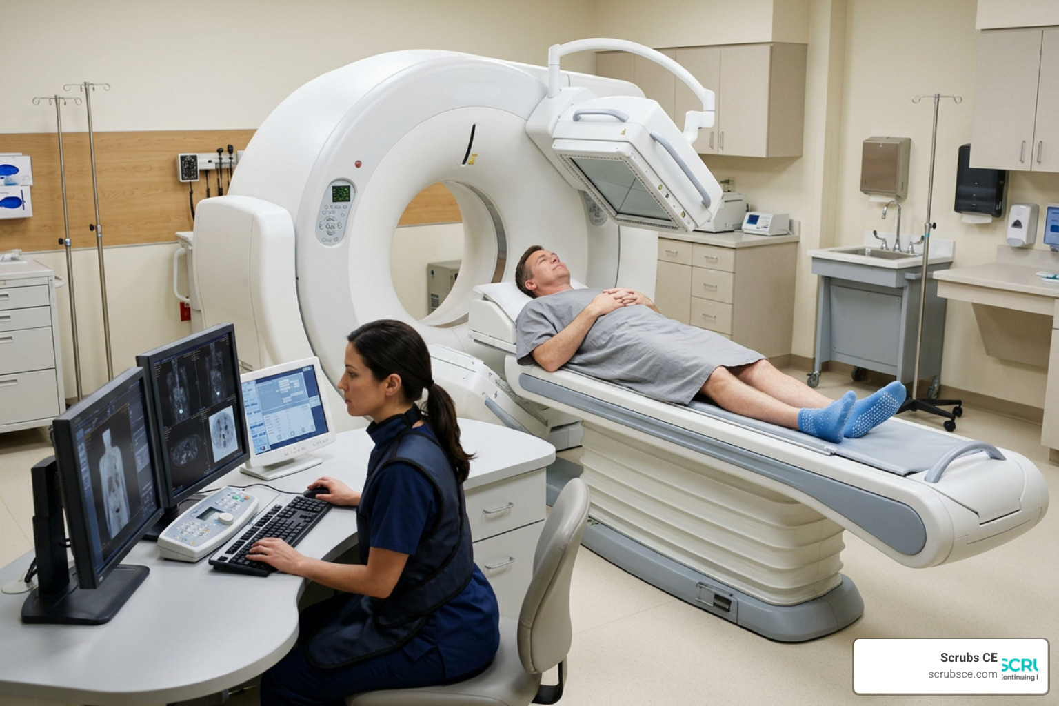 Patient undergoing a molecular imaging scan Patient undergoing a molecular imaging scan