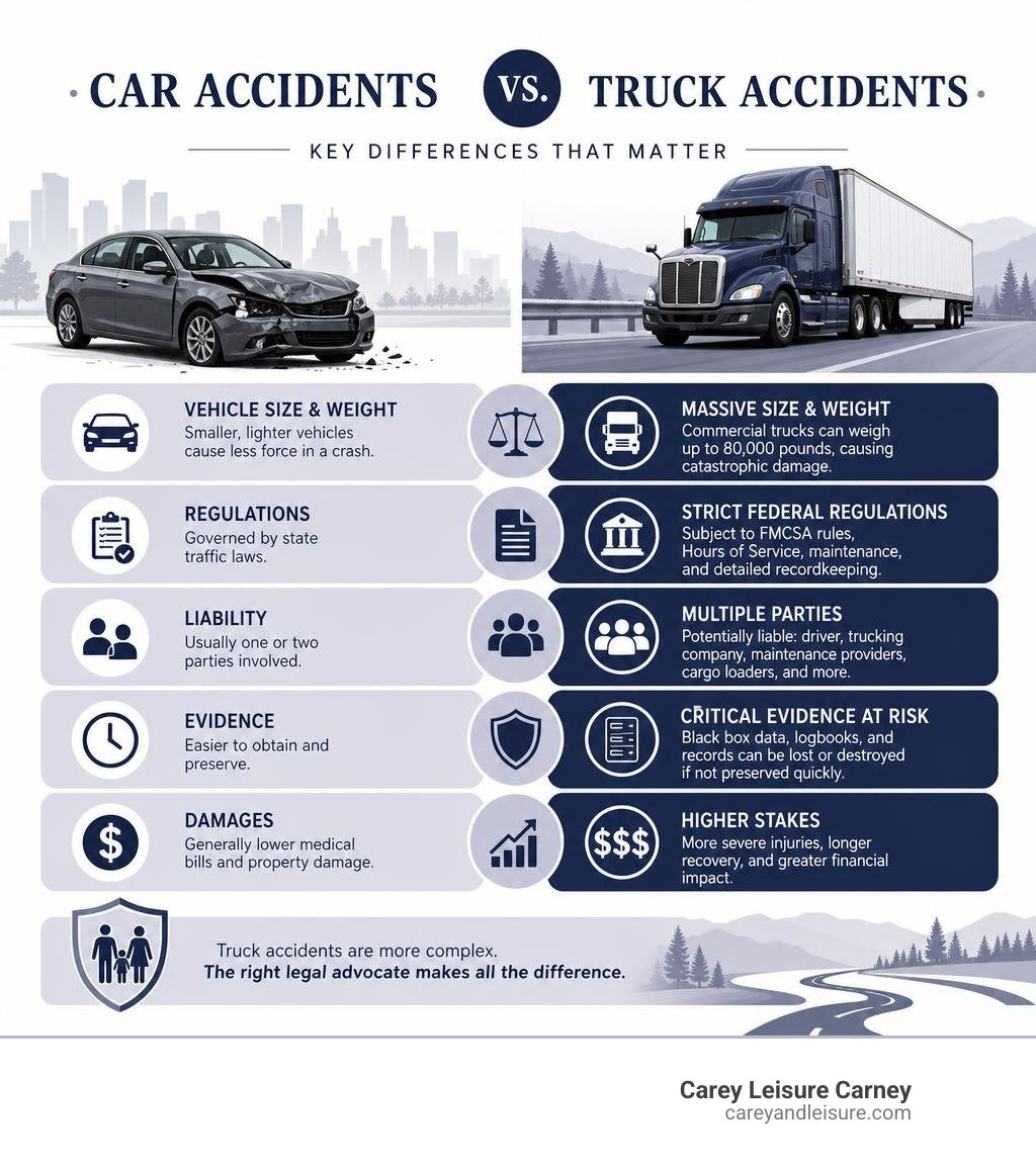 differences between car and truck accidents infographic
