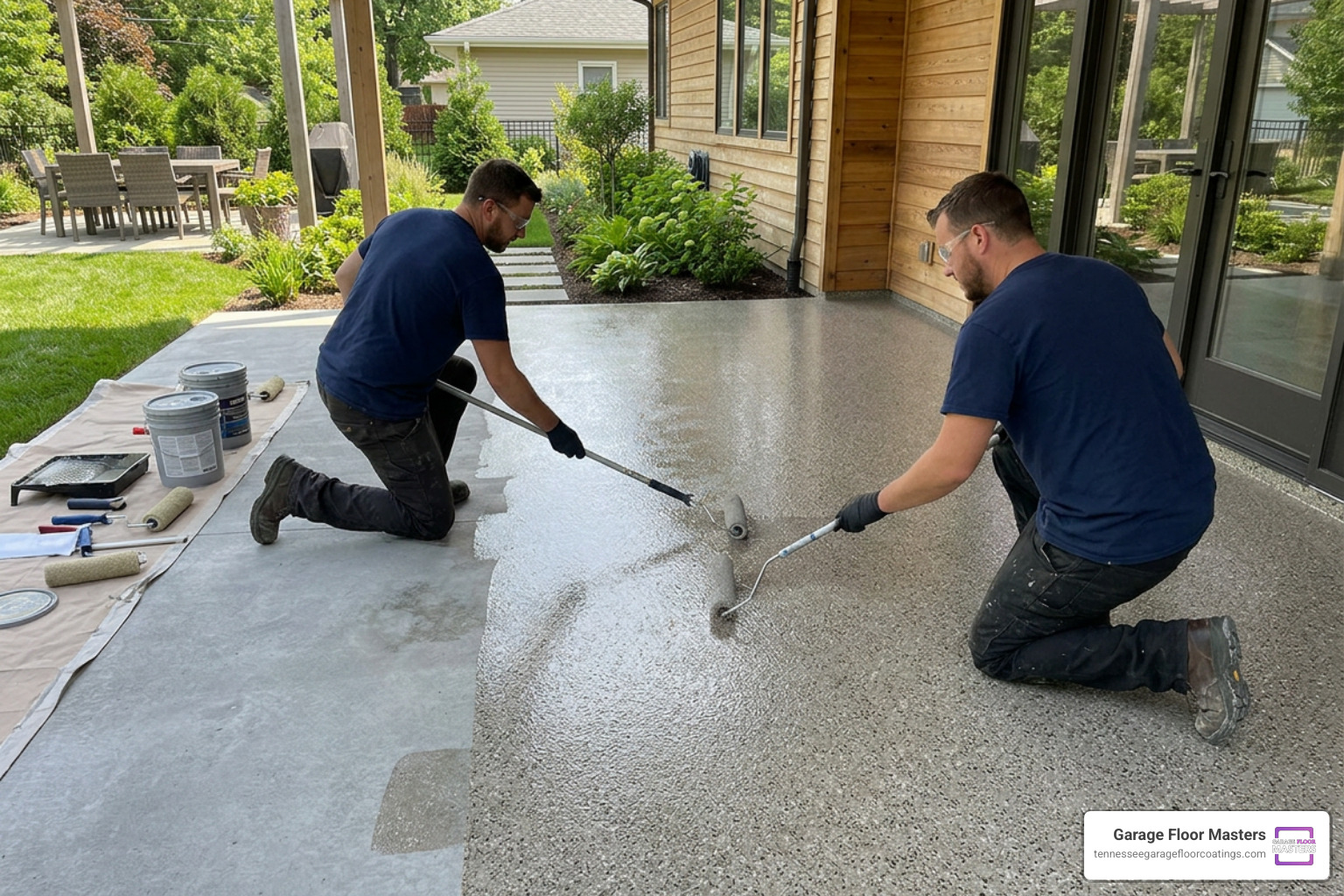 UV resistant polyaspartic coating on an outdoor patio floor UV resistant polyaspartic coating on an outdoor patio floor