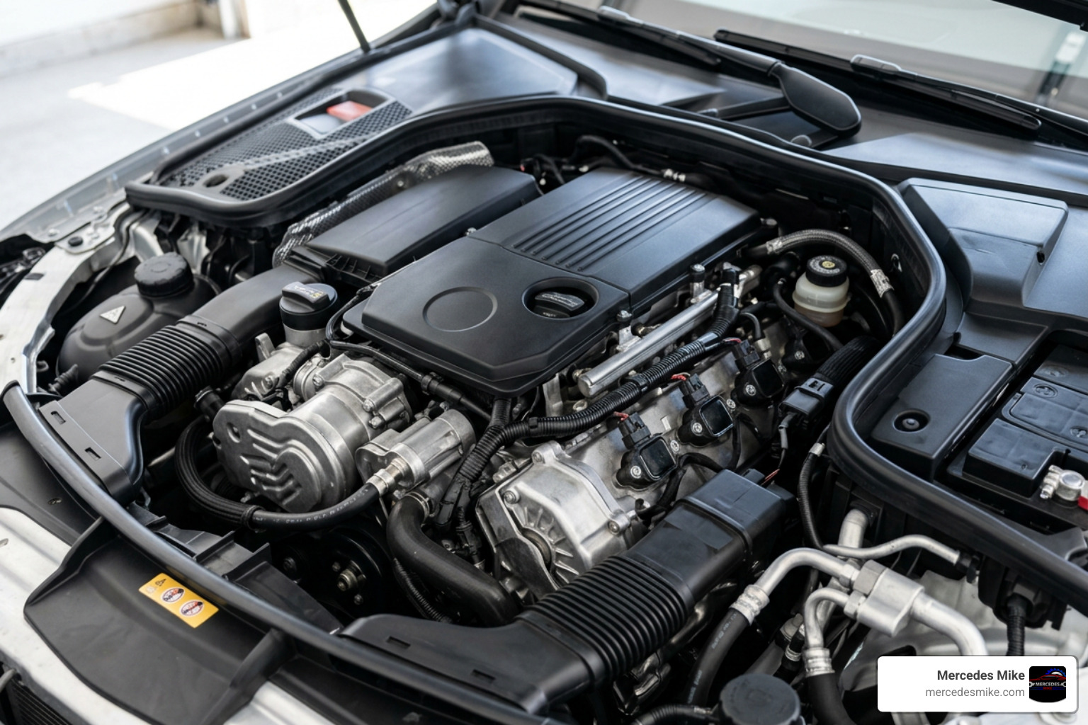 Mercedes-Benz engine bay detailed view