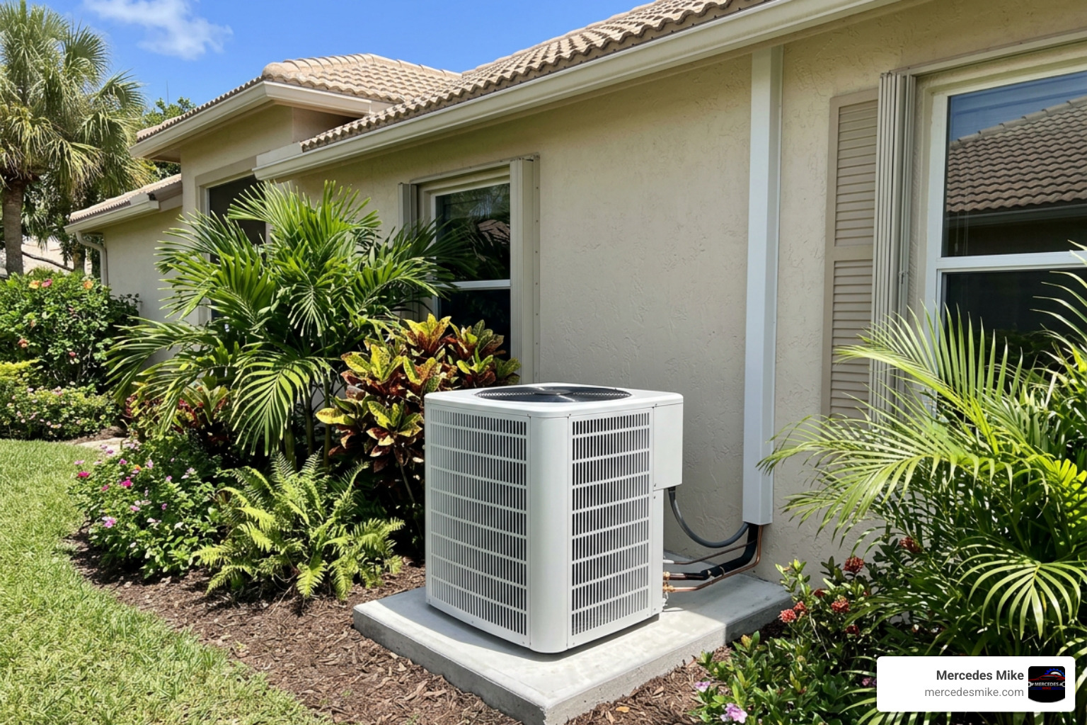 Newly installed residential AC unit outside a South Florida home Newly installed residential AC unit outside a South Florida home